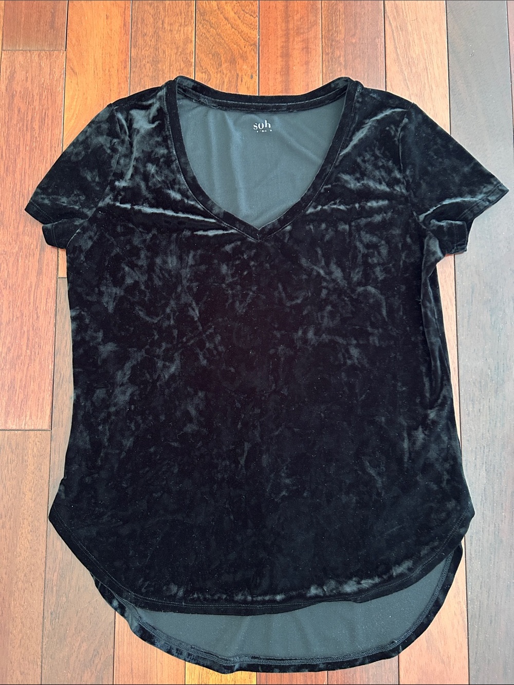 Black Velvet V-Neck Women's Top
